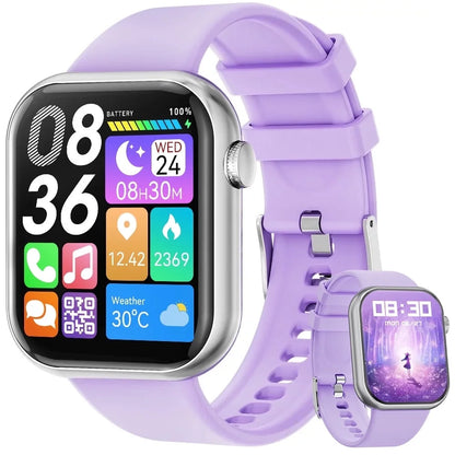 Smart Watch Women for Android Iphone with Fitness Tracker Heart Rate Monitor IP67 Waterproof, Purple