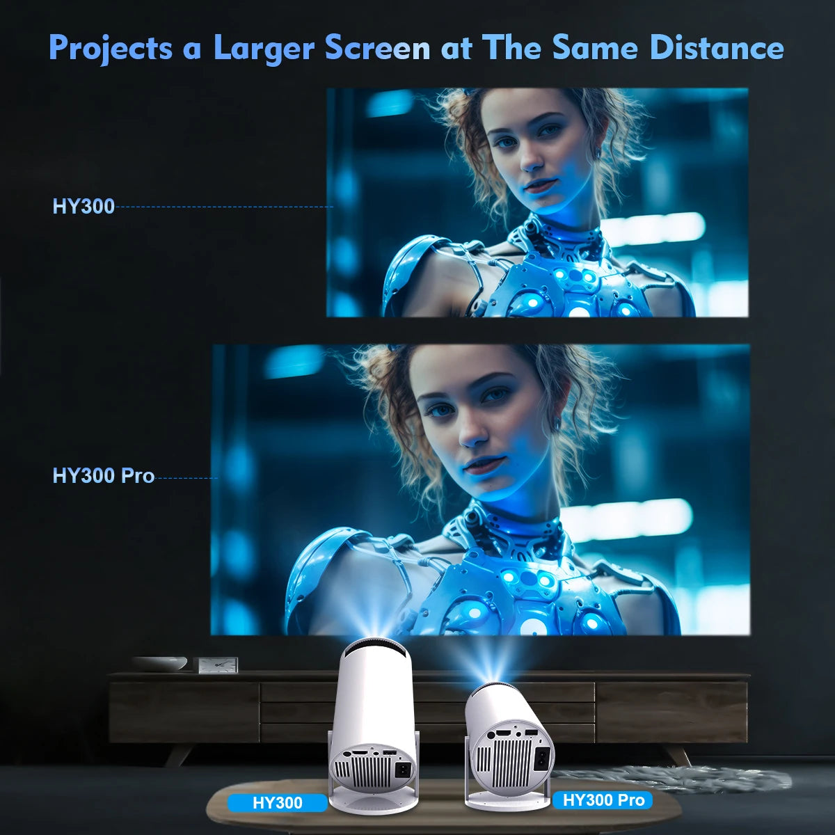 Projector Android 11 4K 1280*720P HY300 Dual Wifi 260ANSI 180°Flexible BT5.0 Cinema Outdoor Portable Projetor HY300 Pro